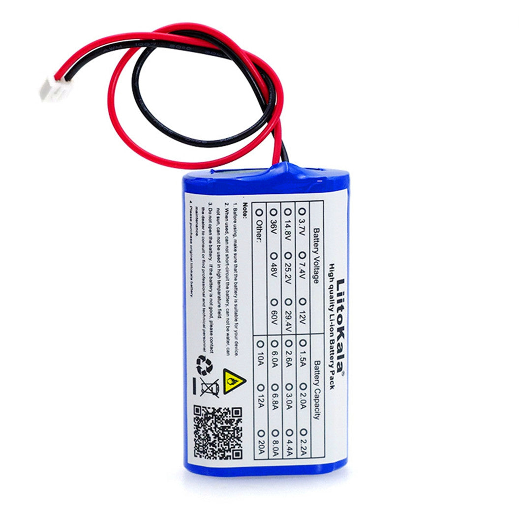 Batterie au lithium LiitoKala 3,7 V 5 200 mAh 18650 pour pêche, lampe LED, haut-parleur Bluetooth, 4,2 V, piles d'urgence DIY + prise 2P