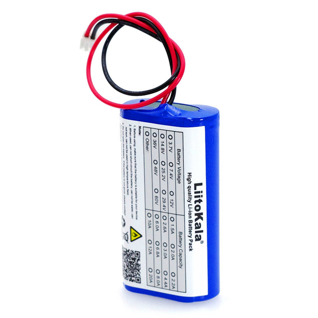 Batterie au lithium LiitoKala 3,7 V 5 200 mAh 18650 pour pêche, lampe LED, haut-parleur Bluetooth, 4,2 V, piles d'urgence DIY + prise 2P
