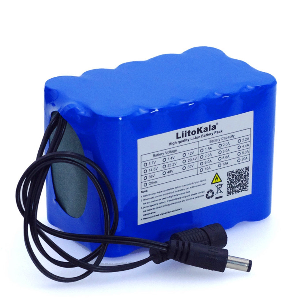 Batterie Liitokala 18650 Li-ion 12,6 V 10000 mAh avec carte de protection de circuit BMS DC 5,5 * 2,1 mm alimentation de secours
