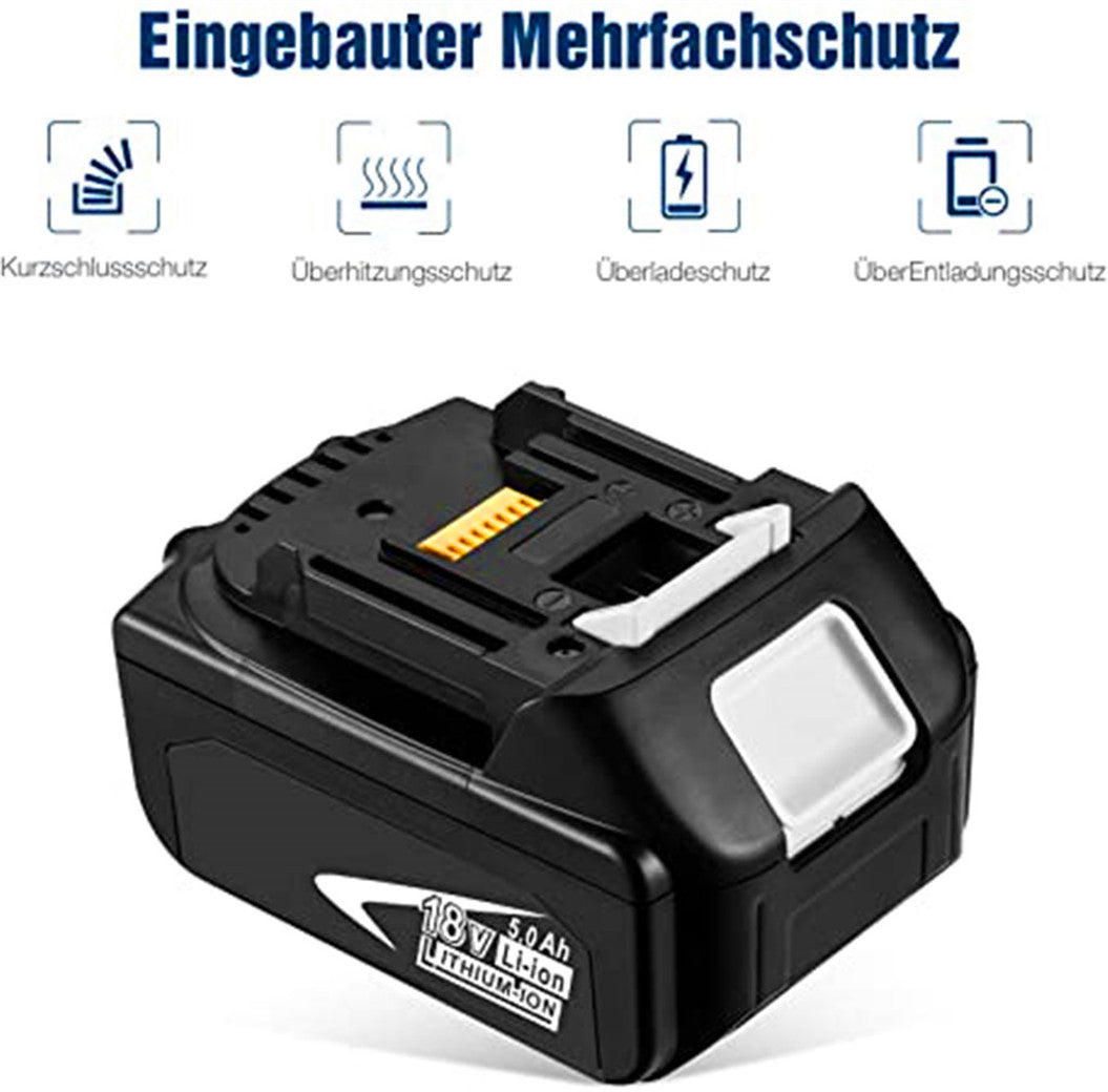 Batterie 18V 5000mAh avec affichage LED pour Makita BL1830 BL1840BL1850 BL1860