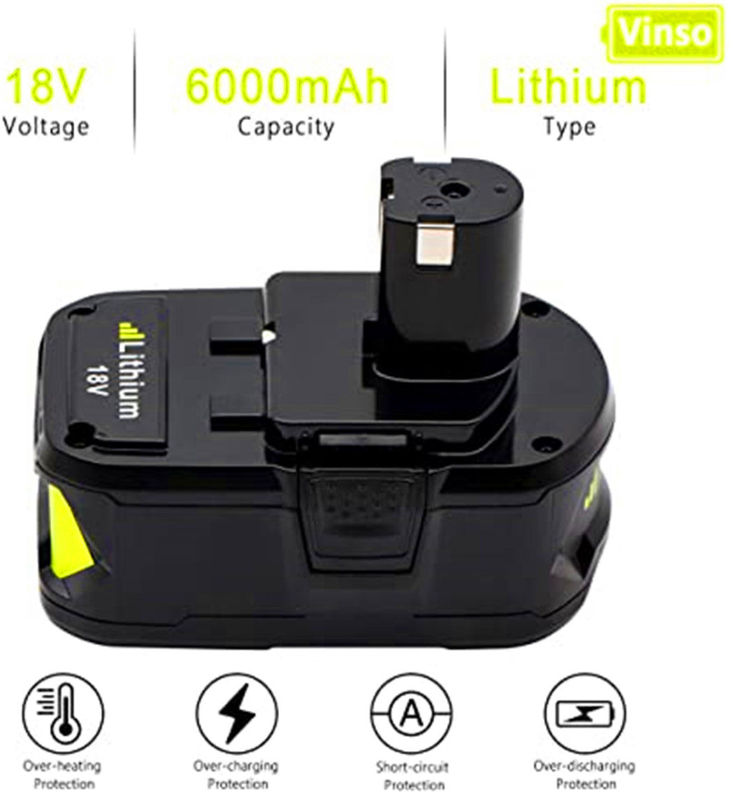 2個セット 18V 6Ah リチウムバッテリー Ryobi P108 RB18L50 RB18L40 用