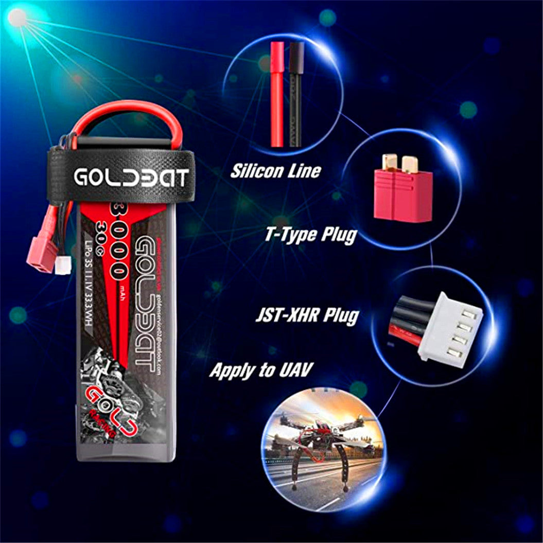 11.1V 3000mAh LiPo battery with Dean T connector for Traxxas Slash, Slash 4x4, Tamiya Super Clodbuster