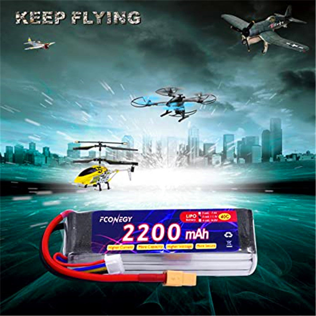 11.1V 2200mAh LiPo battery with XT60 connector for RC Quadcopter Drone FPV,LOSI, Team Associated, HPI, Tamiya, Kyosho