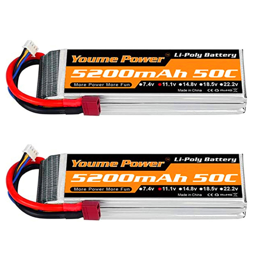 2 paquetes de batería Lipo de 11,1 V y 5200 mAh con conector Deans T para coche/camión RC, barco, dron, buggy, truggy