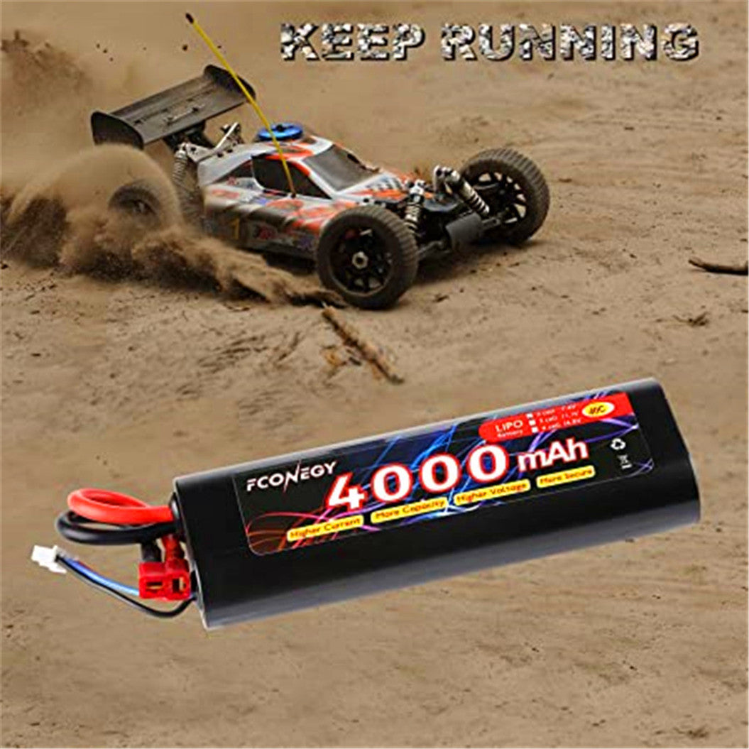 7.4V 4000mAh LiPo RC-batterij met Deans T-connector voor RC Buggy, Traxxas, LOSI, Team Associated