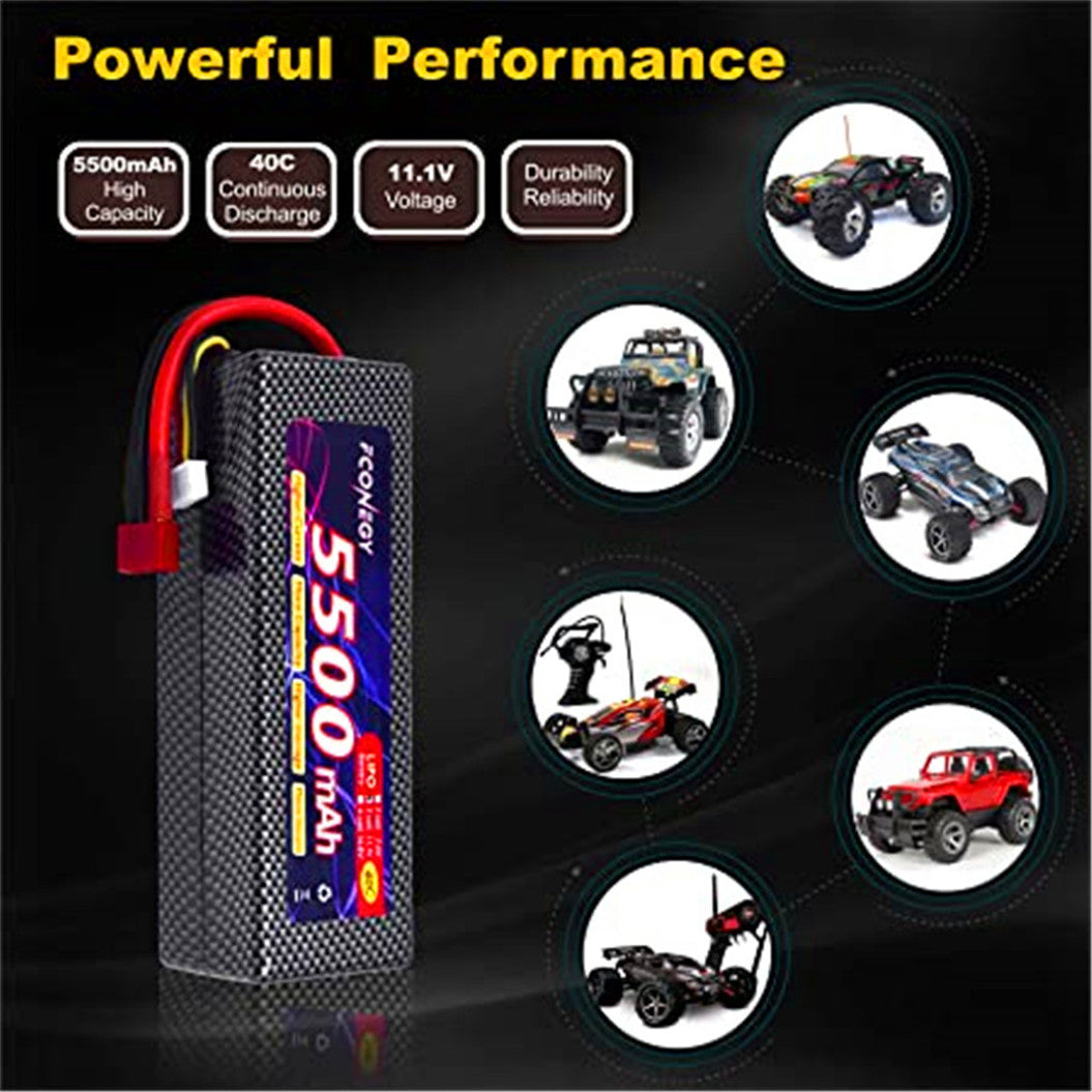 11.1V 5500mAh LiPo battery with Deans T connector for RC car boat,HPI, Tamiya, Kyosho brands