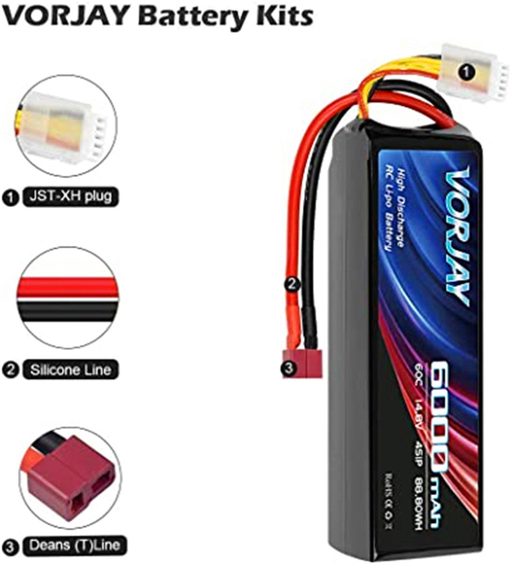 Batería de LiPo de 14,8 V y 6000 mAh con conector Deans T y conector XT 60 para helicópteros, aviones, coches RC y aviones RC
