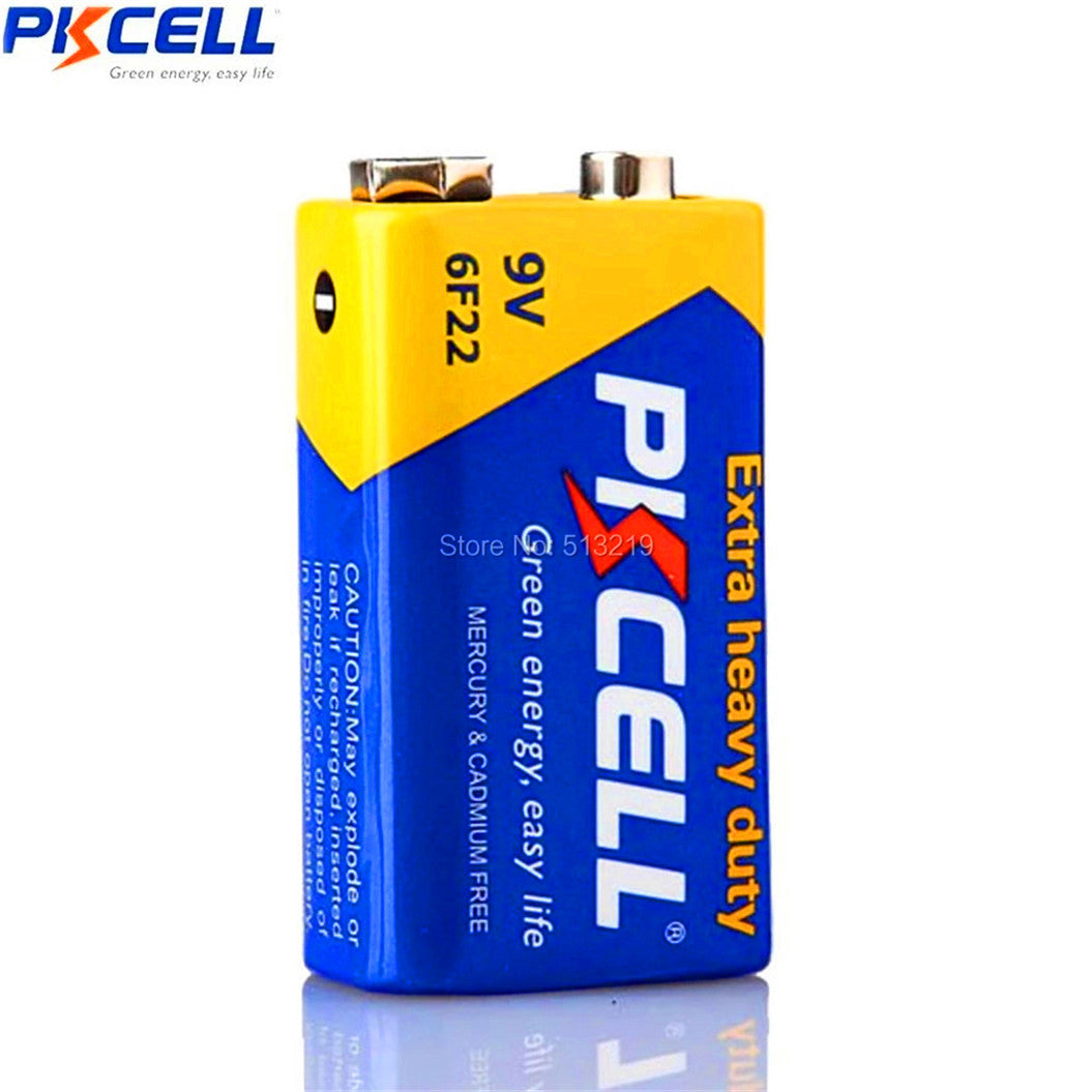 10pcs X PKCELL 9v thermometer battery Carbon Zinc Super Heavy Duty Batteries 6F22 mn1604 240min pp3 9v