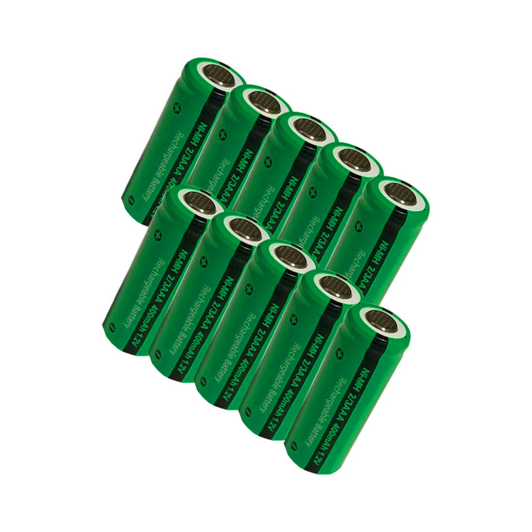 10pcs 2/3 AAA battery 400mah 1.2V nimh 2 3 AAA rechargeable batteries flat top for solar light toys