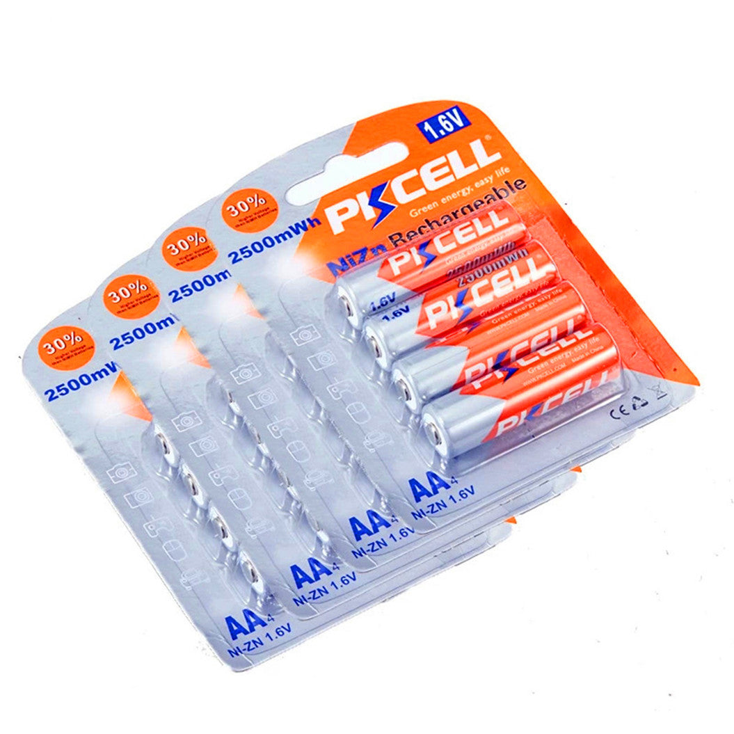 16 pilas de níquel-zinc AA Ni-Zn de 1,6 V y 2500 mWh para cámaras digitales, CD y juegos