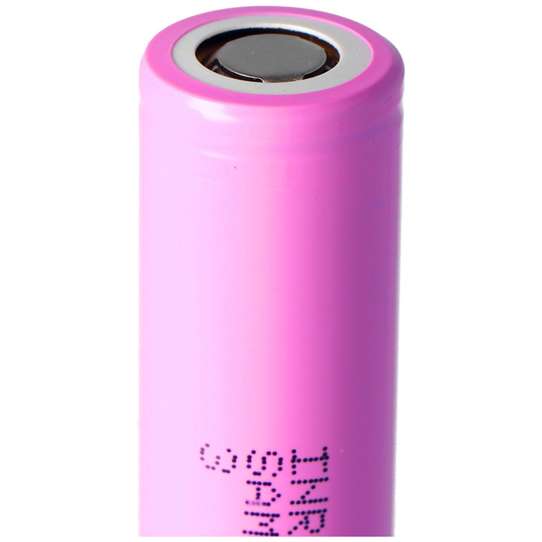 INR18650-35E 3.6 volt battery 3500mAh 18.55x65.25mm flat positive pole, selectable with or without soldering lugs