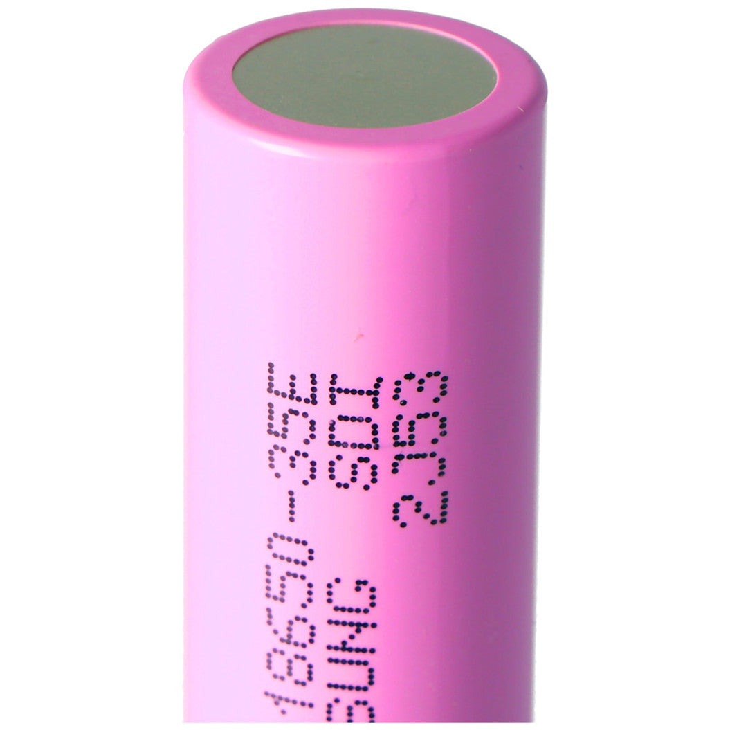 INR18650-35E 3.6 volt battery 3500mAh 18.55x65.25mm flat positive pole, selectable with or without soldering lugs
