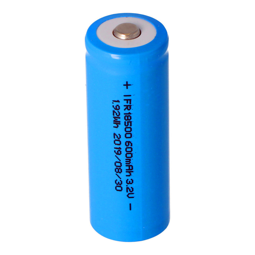 18500 600mAh 3.2V LiFePO4 Batterij, Afmetingen ongeveer 49.95x18.15mm, Knopmodel
