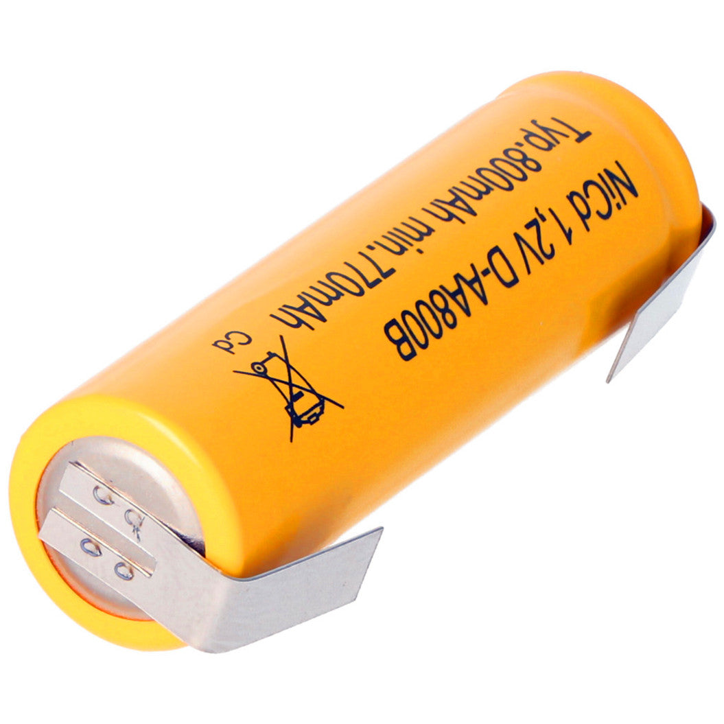 Bateria Níquel-Cádmio (NiCD) Tipo Mignon 1.2V 800mAh AA com Terminal de Solda em Forma de U
