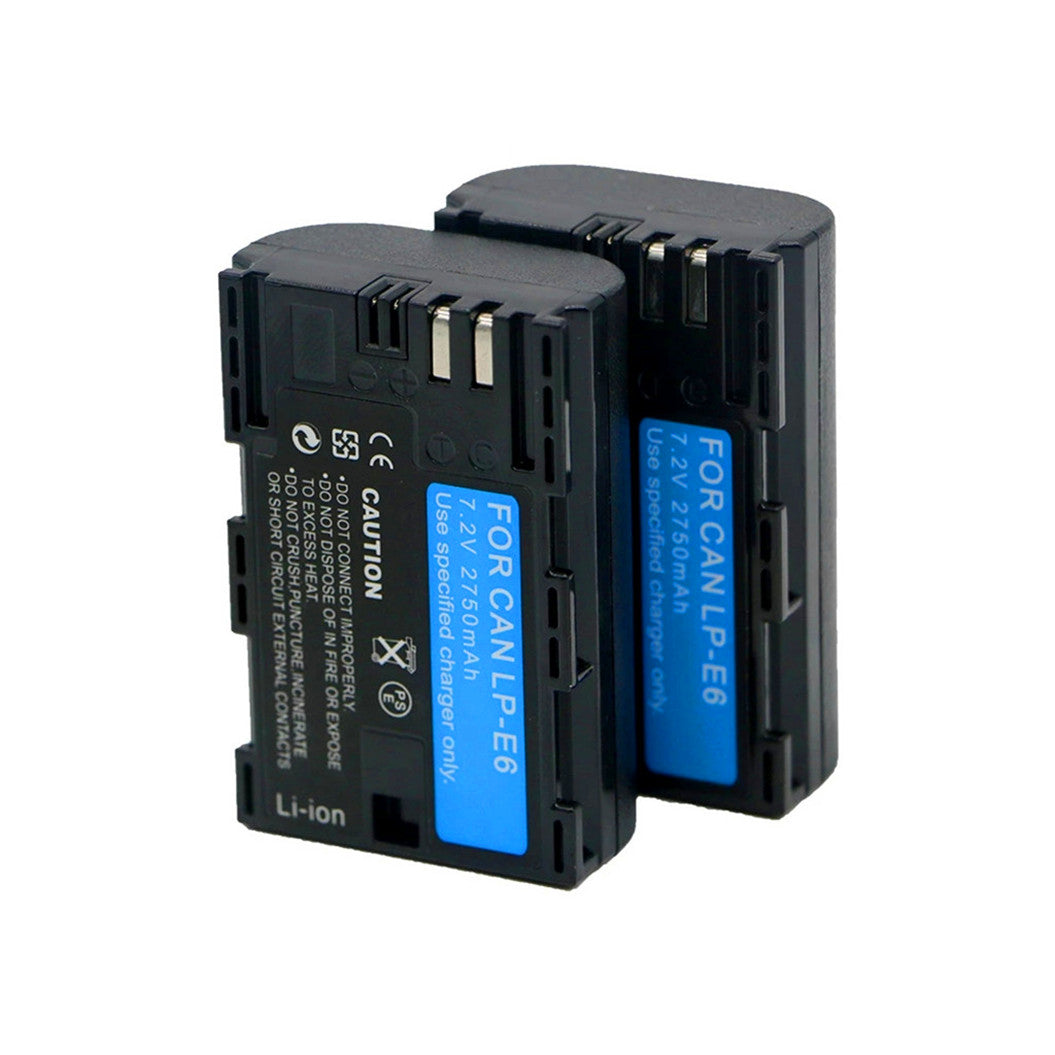 2개 7.2V 2650mAh 배터리 Canon EOS 60Da 70D 80D 90D용