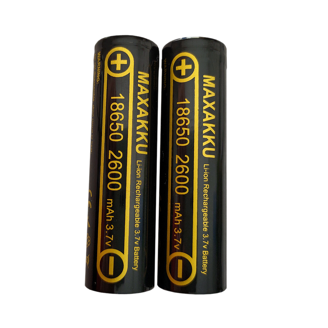 2 Stuks 18650 Batterij 3.7V 2600mAh Oplaadbare Lithiumbatterij voor Zaklamp, Hoofdlamp, Handventilator, Mobiele Powerbank