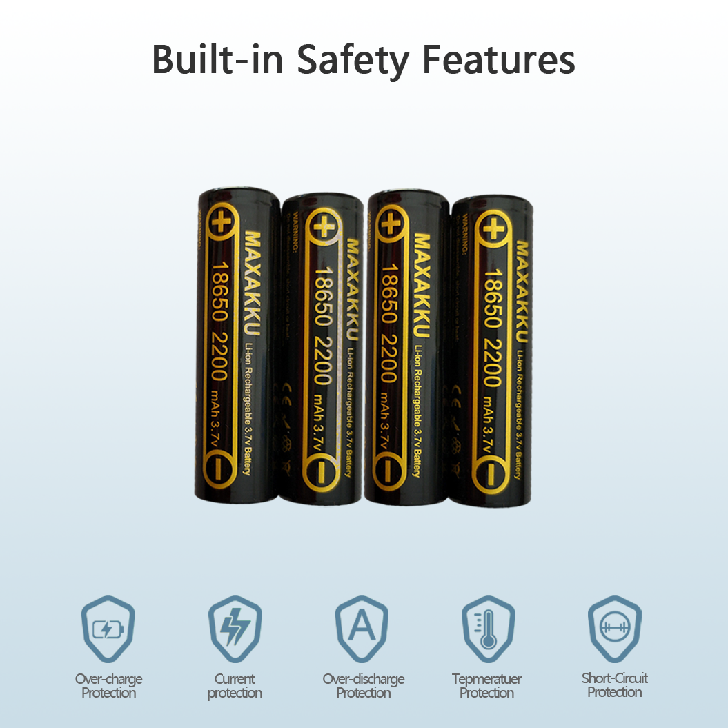 4pcs 3.7V 2200mAh 18650 Werkelijke Capaciteit 100% Nieuwe Oplaadbare Lithiumbatterij