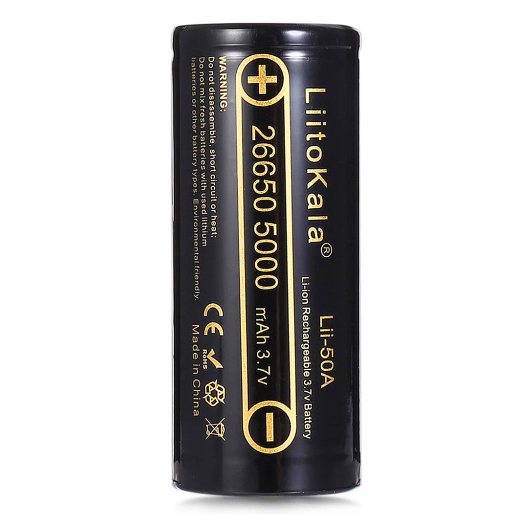 2개 26650 5000mAh 고용량 리튬 이온 배터리 Lii-50A 3.7V 26650-50A 손전등 배터리 20A 신규 포장