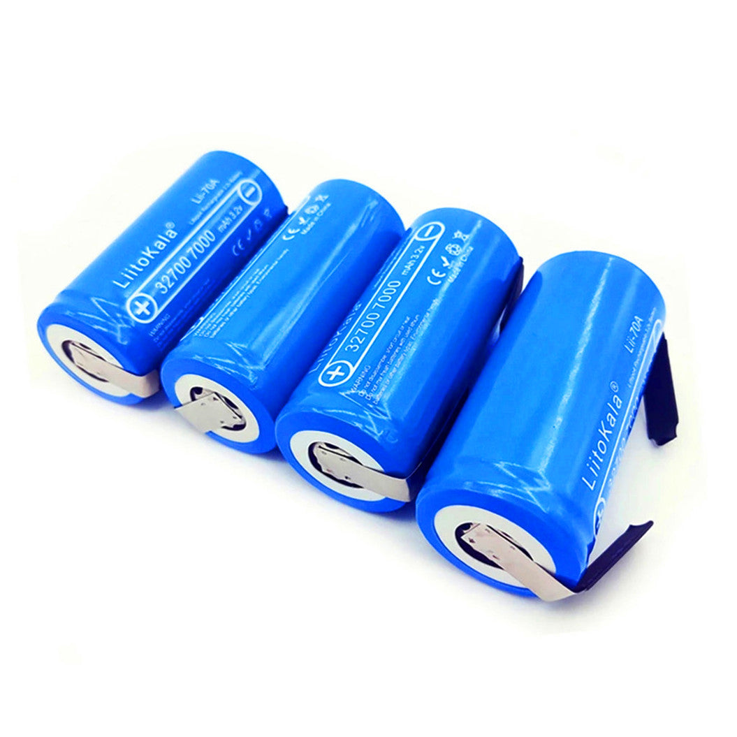 4 Peças Bateria Lii-70A de Alto Desempenho 3.2V 32700 7000mAh 6500mAh LiFePO4 com Descarregamento Contínuo de 35A-55A + Folha de Níquel