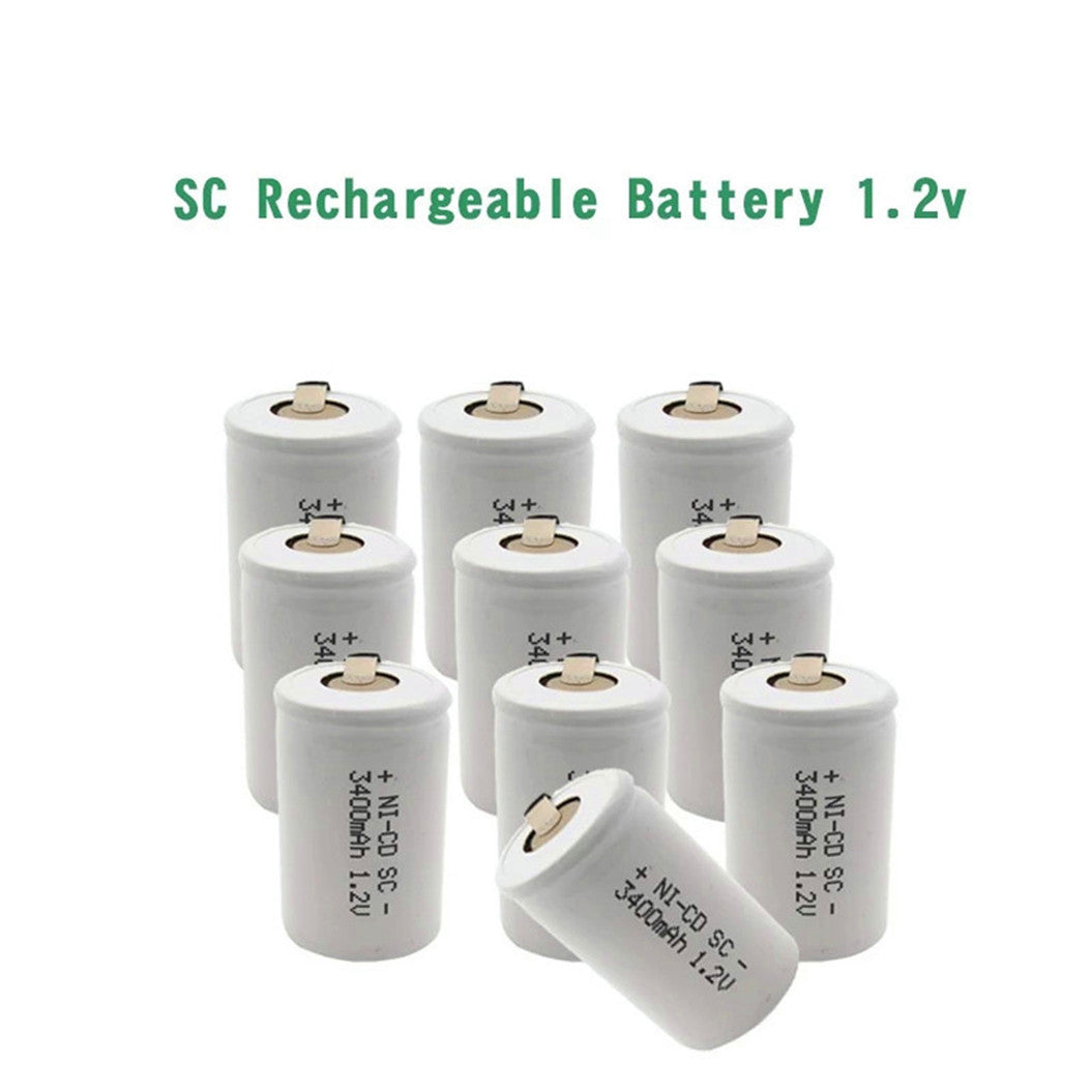 12 PCS Bateria SC 3400mAh 1.2V, Bateria Sub C Ni-CD com soldagem para furadeira/parafusadeira