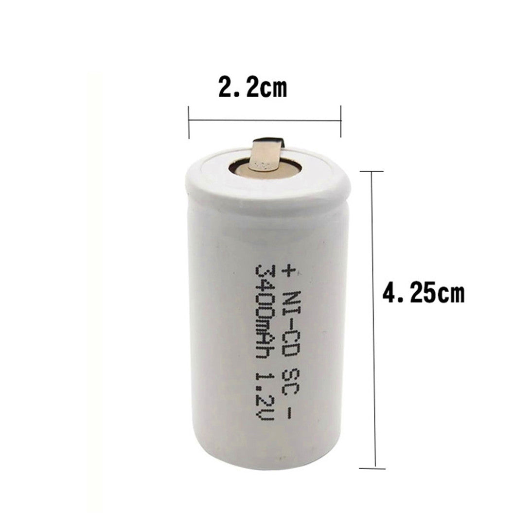 12 PCS Bateria SC 3400mAh 1.2V, Bateria Sub C Ni-CD com soldagem para furadeira/parafusadeira