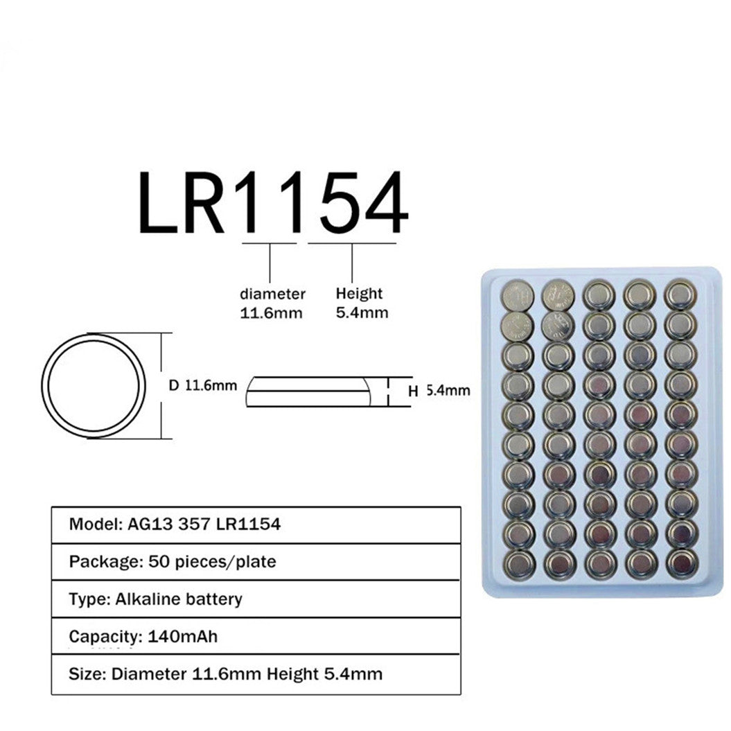 100PCS AG13 pile bouton LR44 357 357A S76E G13 pile bouton alcaline AG 13 1,5V pour télécommande électronique d'horloge