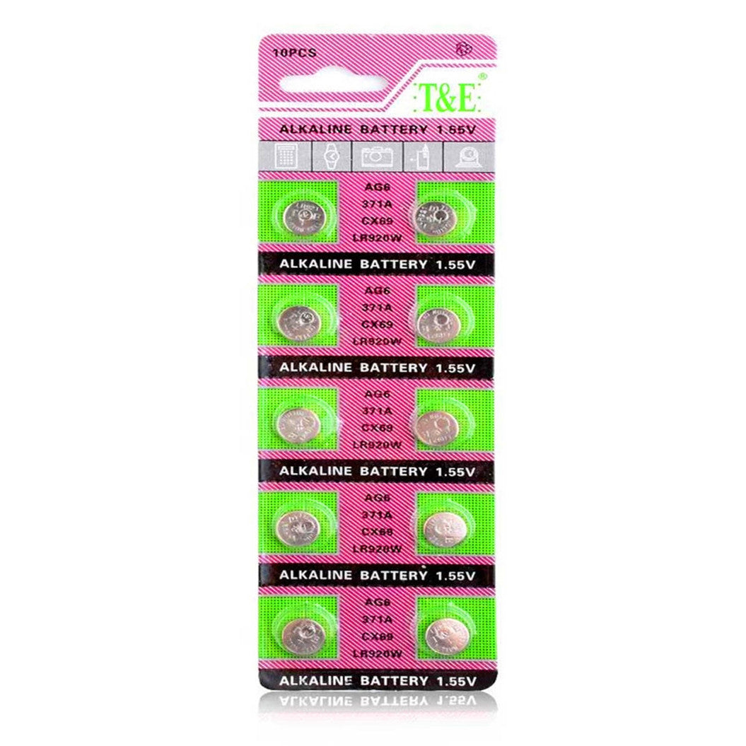 200 pièces = 20 cartes Pile bouton alcaline AG6 1,55 V 371 d371 605 sr920sw sr69 Pile bouton de montre publicitaire