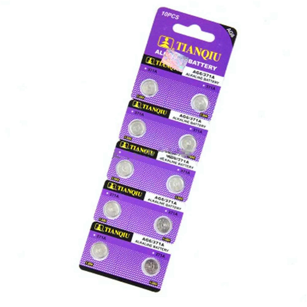 200 pièces = 20 cartes Pile bouton alcaline AG6 1,55 V 371 d371 605 sr920sw sr69 Pile bouton de montre publicitaire