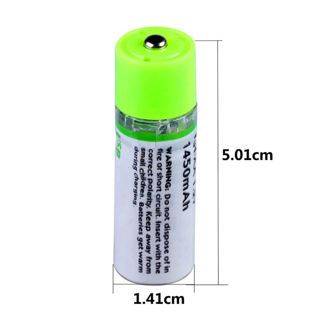 6 Peças de Bateria Recarregável Ni-Mh 1.2V 1450mAh AA com Carregamento USB para Depilador, Controle Remoto e Outros Dispositivos