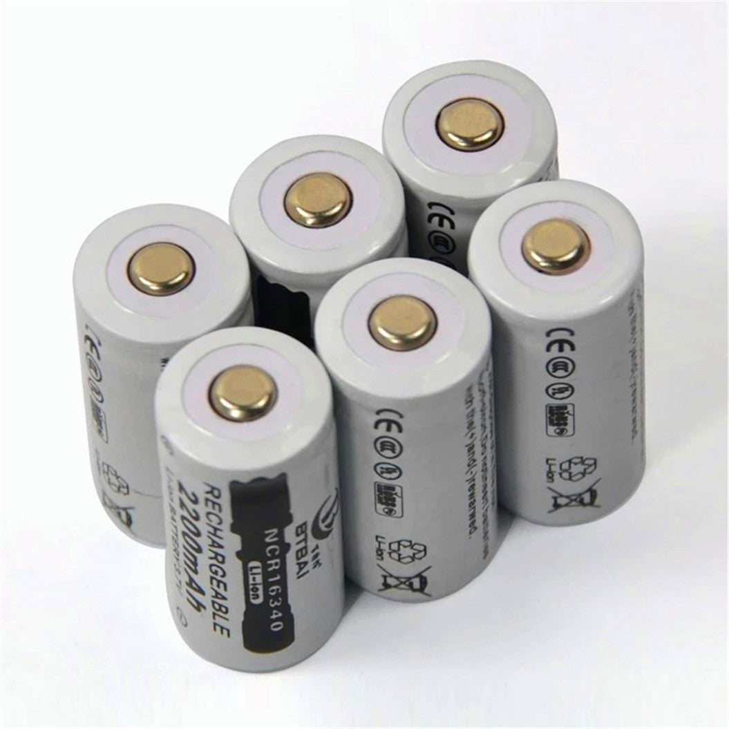 2個セット 3.7V 2200mAh Li-Ion 16340 バッテリー - CR123A バッテリー LED懐中電灯 レーザーポインター用