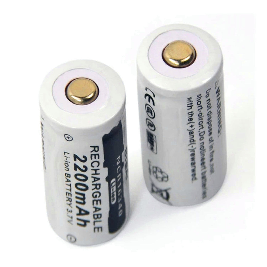 2個セット 3.7V 2200mAh Li-Ion 16340 バッテリー - CR123A バッテリー LED懐中電灯 レーザーポインター用