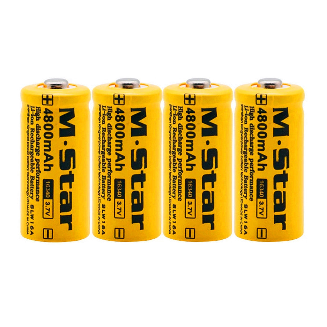 4個 4800mAh 3.7V リチウムイオン 16340 バッテリー CR123A バッテリー LED フラッシュライト用