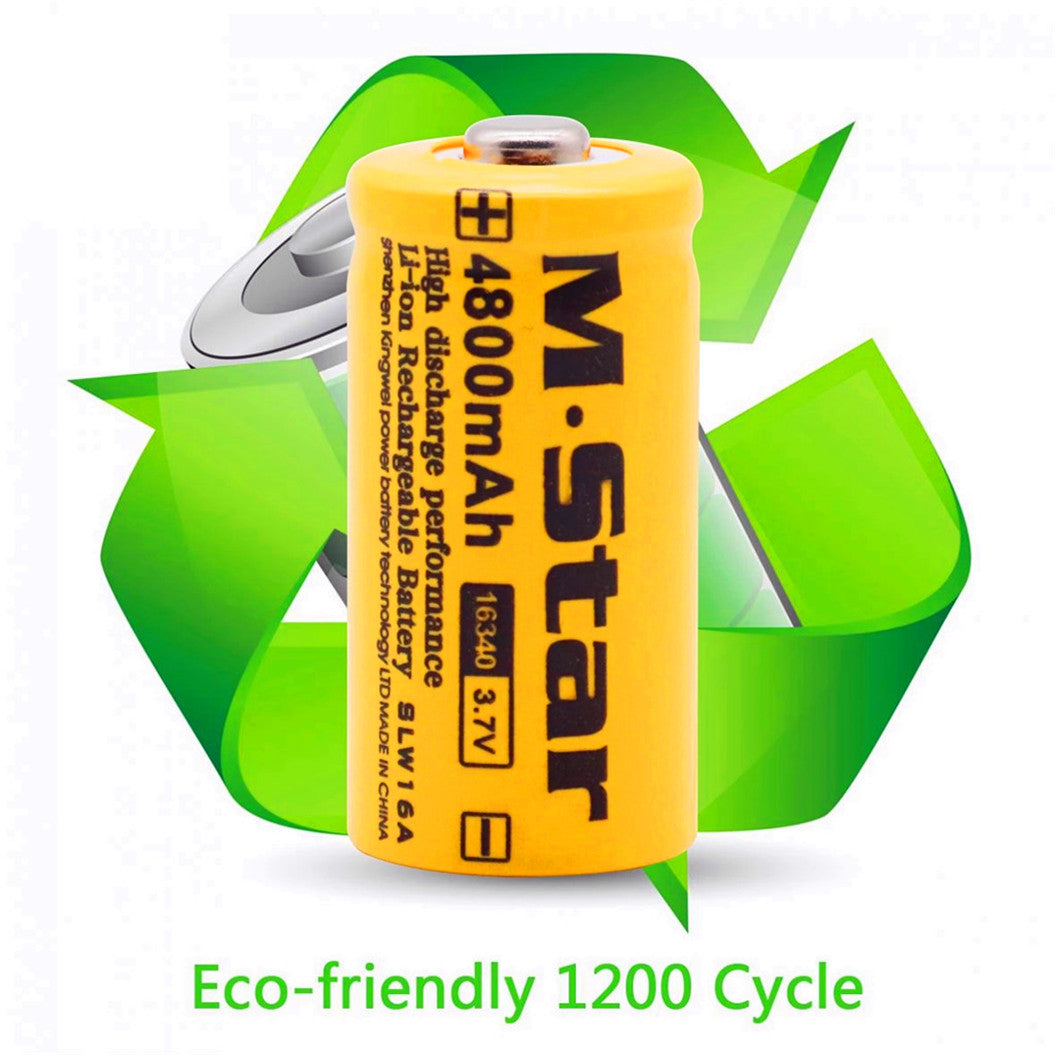 4個 4800mAh 3.7V リチウムイオン 16340 バッテリー CR123A バッテリー LED フラッシュライト用