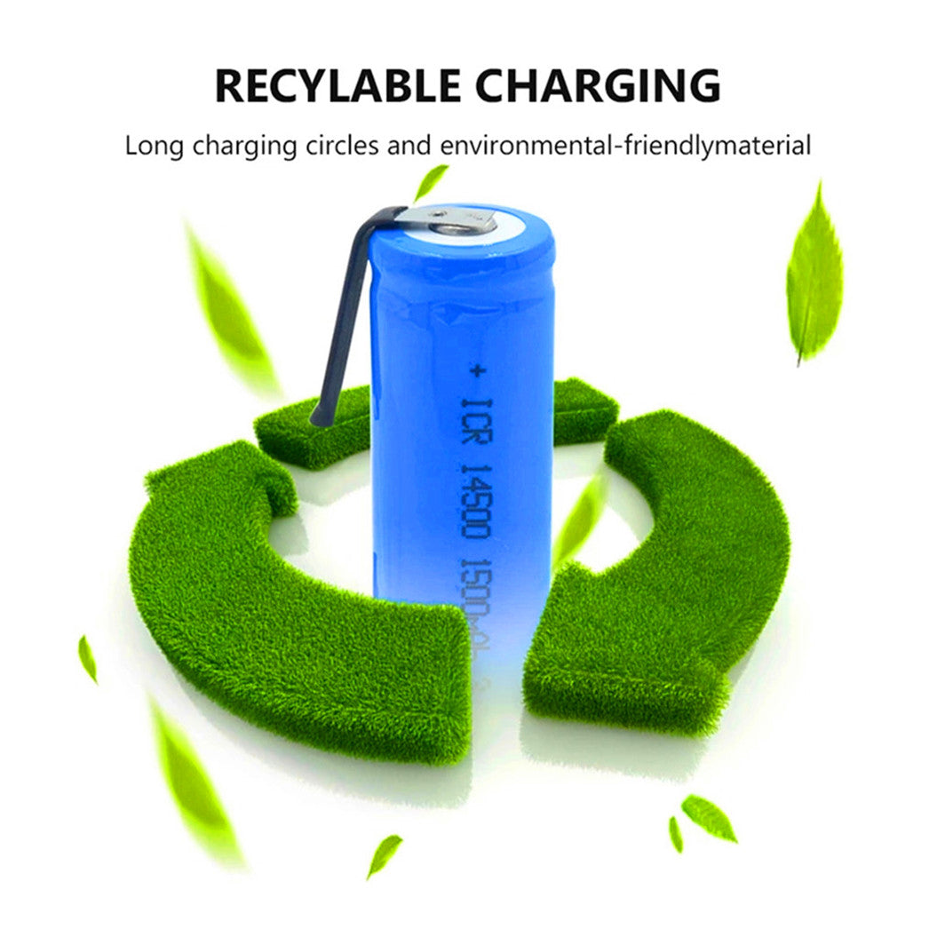 2 piezas 14500 3.7V 1500mAh batería de iones de litio con linterna, linterna, micrófono, radio, gamepad, faro, 14500 Akku500