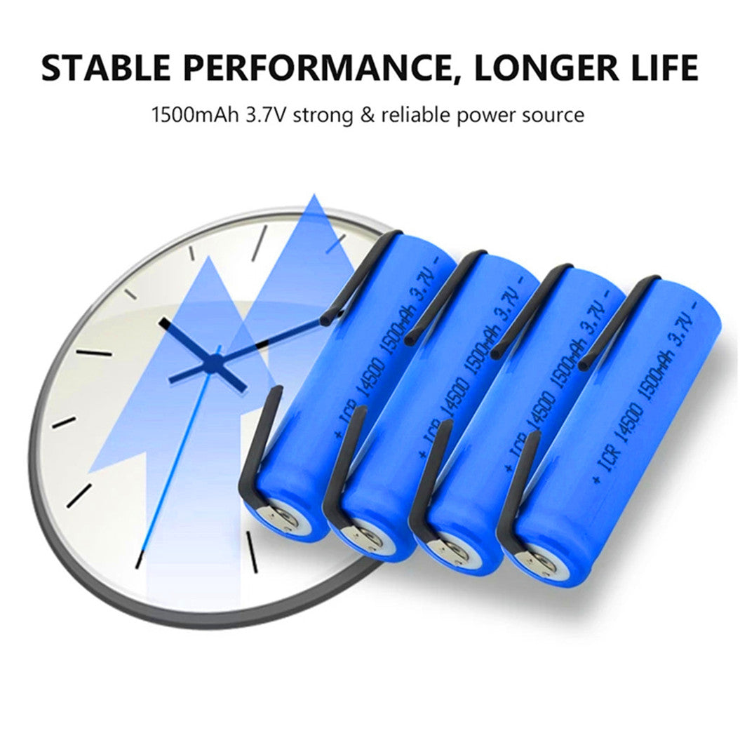2 piezas 14500 3.7V 1500mAh batería de iones de litio con linterna, linterna, micrófono, radio, gamepad, faro, 14500 Akku500