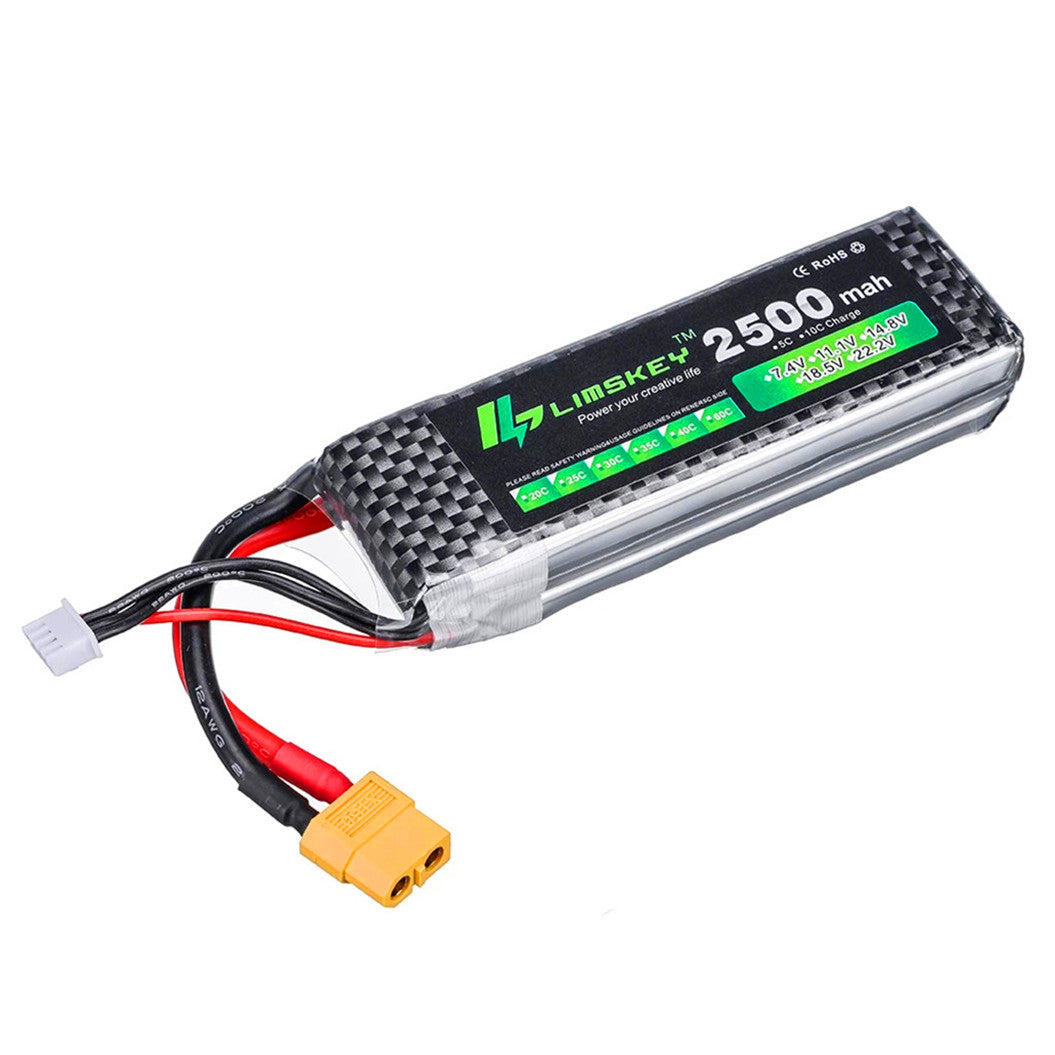 Batterie lithium-polymère haute performance 11,1 V 2500 mAh 3S pour voiture télécommandée, avion, hélicoptère