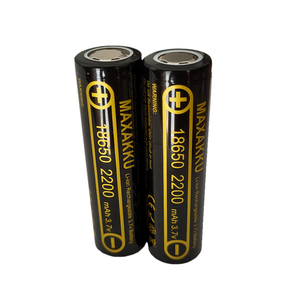 2pcs 18650 3.7V 2200mAh 리튬 배터리 버튼 탑 플래시라이트 헤드램프용