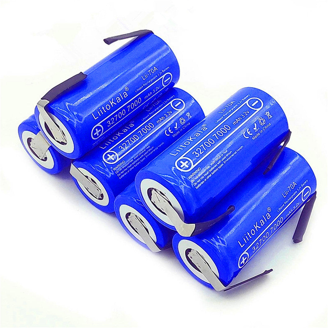 12 Peças Bateria Lii-70A 32700 LiFePO4 3.2V 7000mAh 33A 55A para Fornecimento de Energia Elétrica para Bicicletas com Folha de Níquel