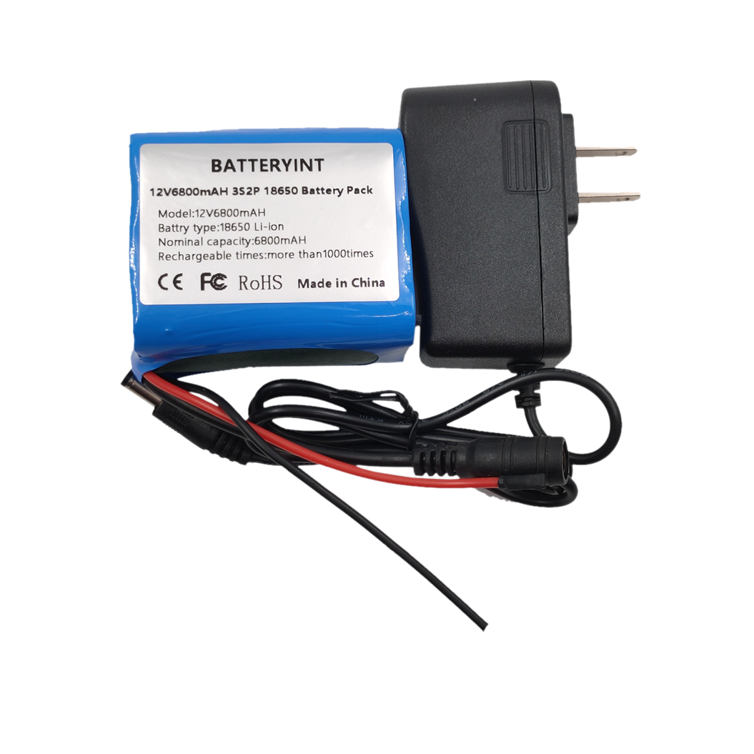 12V 6Ah 6000mAh 18650 배터리 팩 - BMS 및 12.6V 1A 충전기 포함