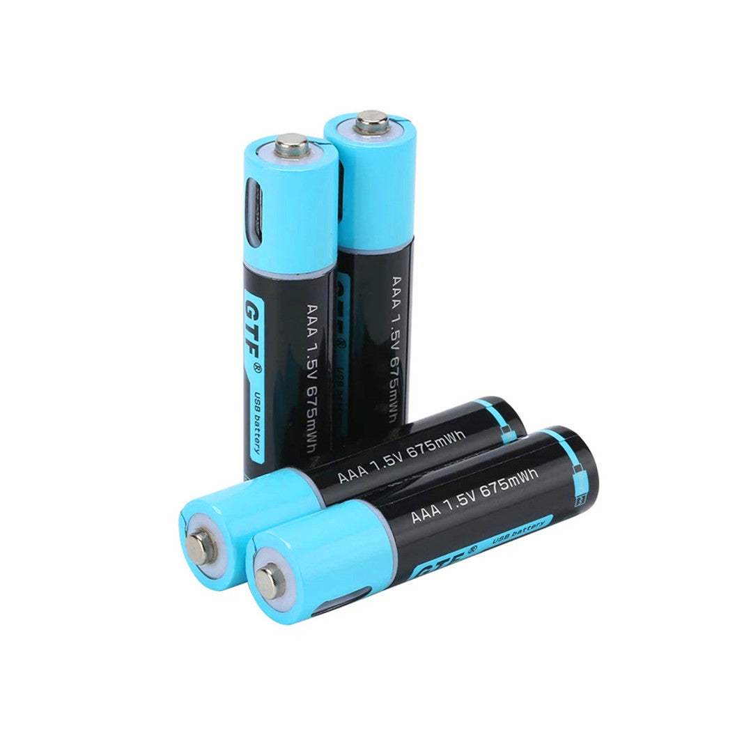 4 Peças de Pilhas Recarregáveis AAA 1.5V 450mAh com USB + Cabo de Carregamento USB
