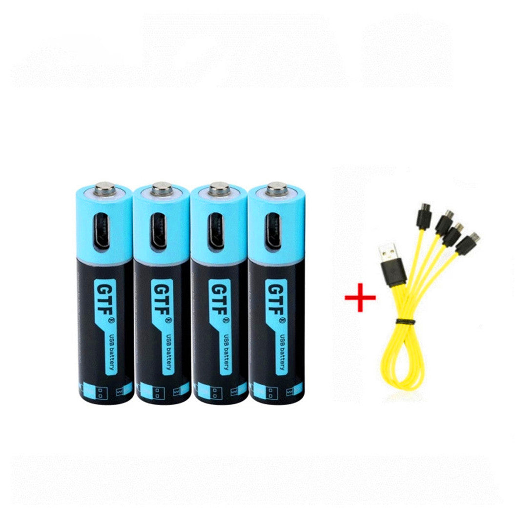4 Peças de Pilhas Recarregáveis AAA 1.5V 450mAh com USB + Cabo de Carregamento USB