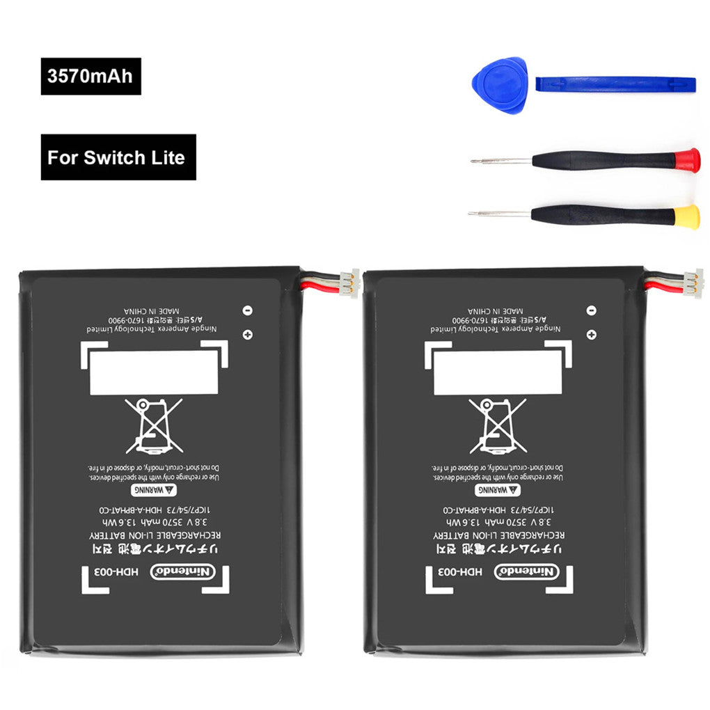 2 stuks HDH 003 batterij vervangingsreparatie voor Nintendo Switch Lite gameconsole 3.8V 3570mAh lithium-ion batterij