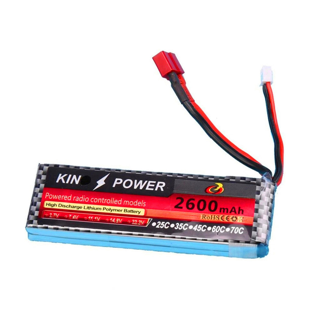 Batería Lipo de 7,4 V y 2600 mAh con conector T para actualización de coche RC WLtoys 1/14 144001