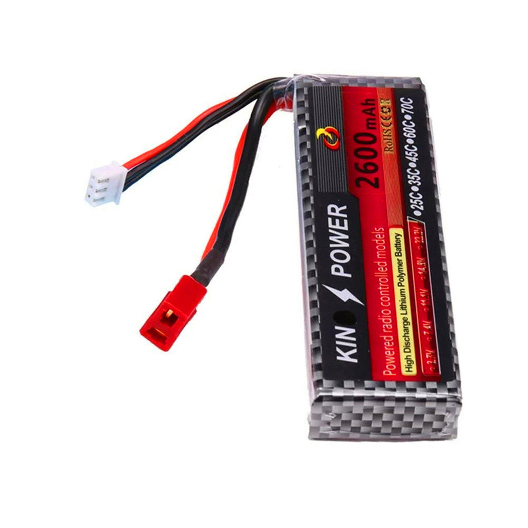Batería Lipo de 7,4 V y 2600 mAh con conector T para actualización de coche RC WLtoys 1/14 144001