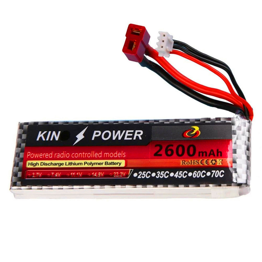 Batería Lipo de 7,4 V y 2600 mAh con conector T para actualización de coche RC WLtoys 1/14 144001