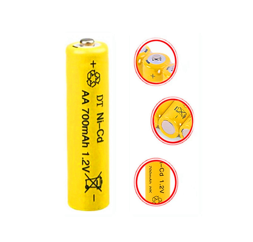 2 Peças de Bateria Recarregável Ni-CD AA 1.2V 700mAh para Luz Solar de Jardim, Cerca de Parede e Gutter