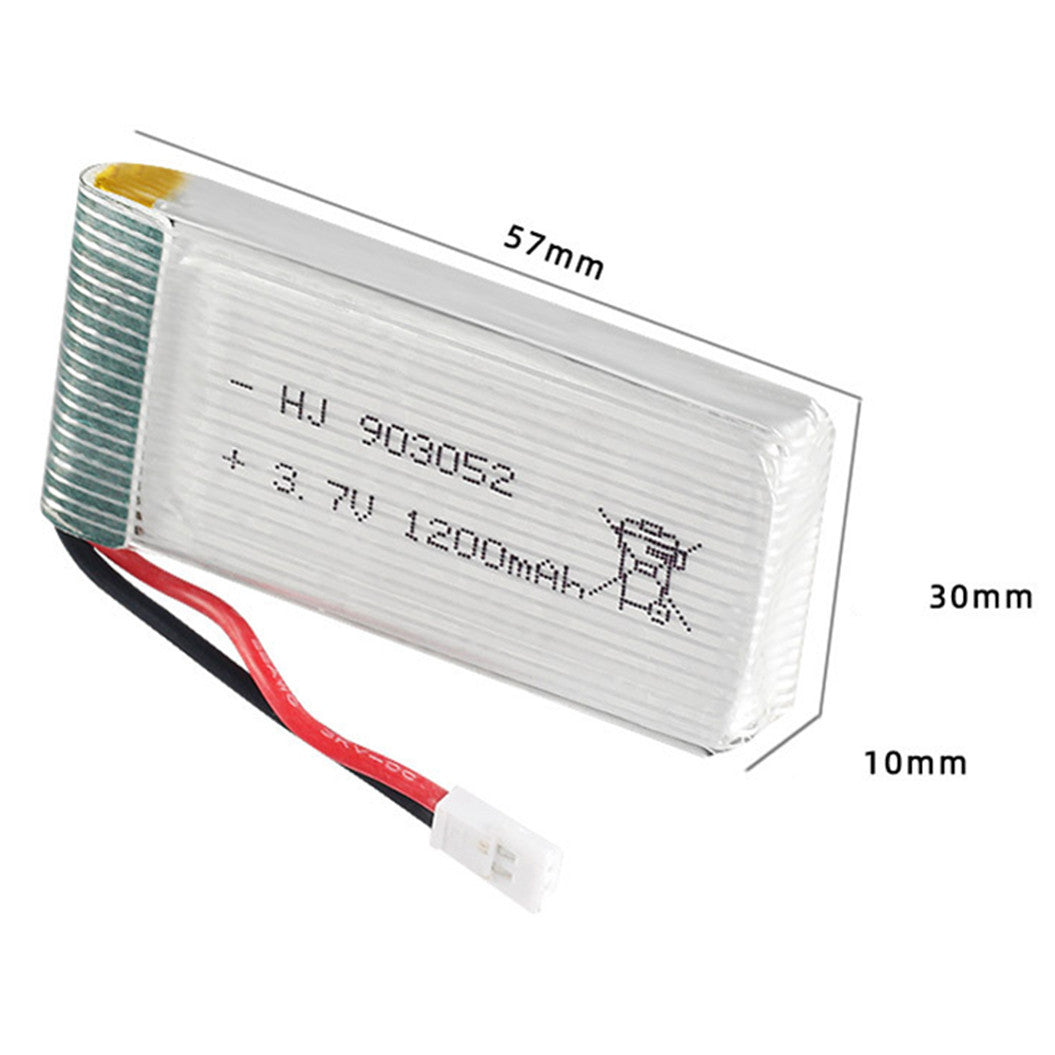 Lot de 2 batteries lithium-polymère 3,7 V 1200 mAh 903052 pour drone RC rechargeable X5S X5SW X5SC M18