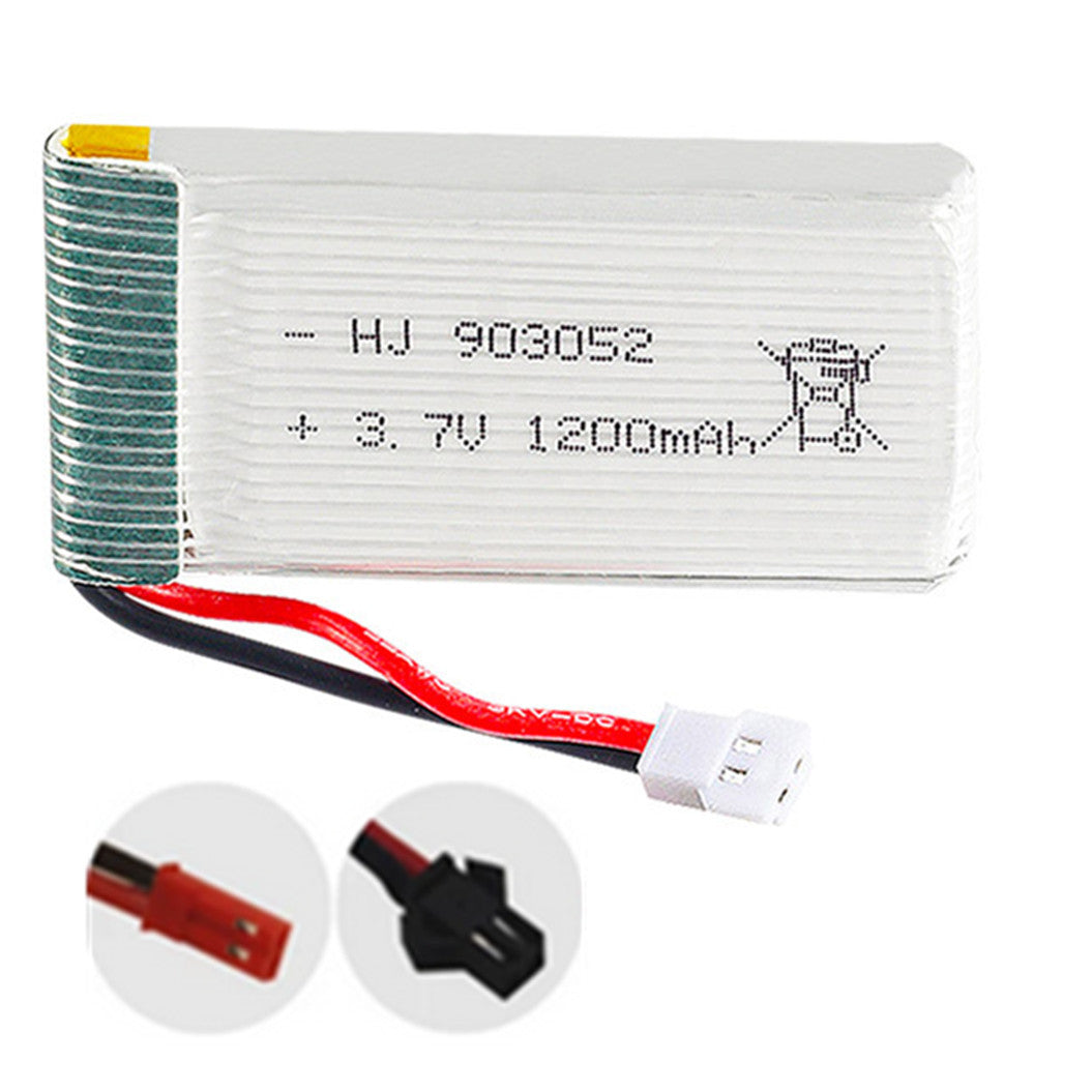 Lot de 2 batteries lithium-polymère 3,7 V 1200 mAh 903052 pour drone RC rechargeable X5S X5SW X5SC M18
