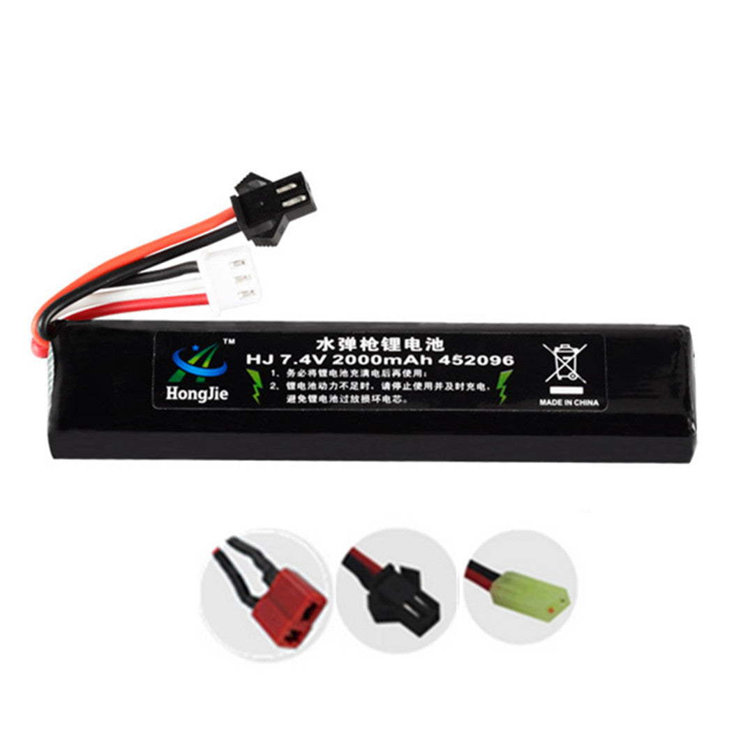 Batterie lithium-polymère 7,4 V 2000 mAh 452096 pour pistolet jouet Gel Ball Blaster Gen8 M4a1 SCAR