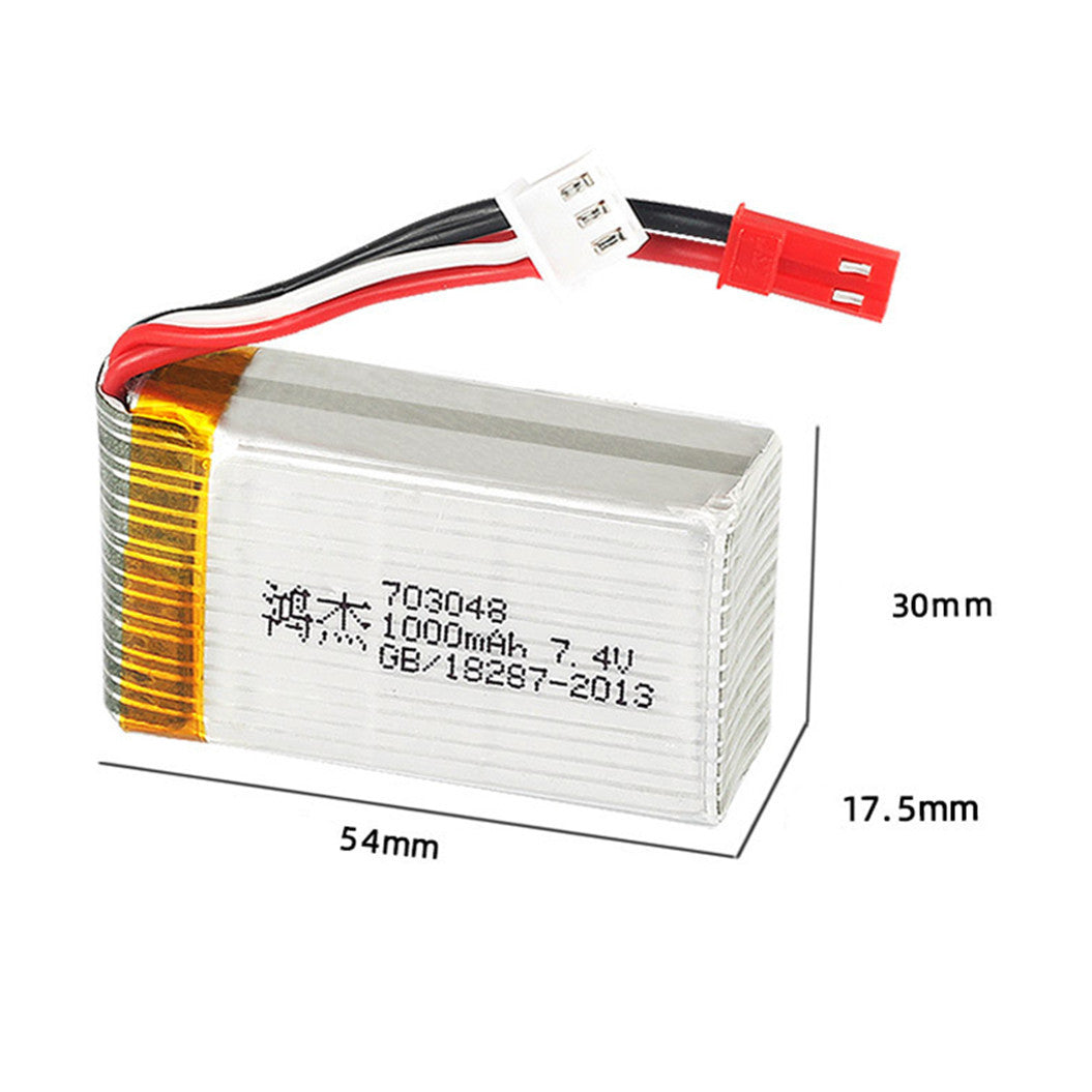 Batterie lithium-polymère 7,4 V 1000 mAh 703048 pour voiture radiocommandée MJXRC X600 U829A U829X X600
